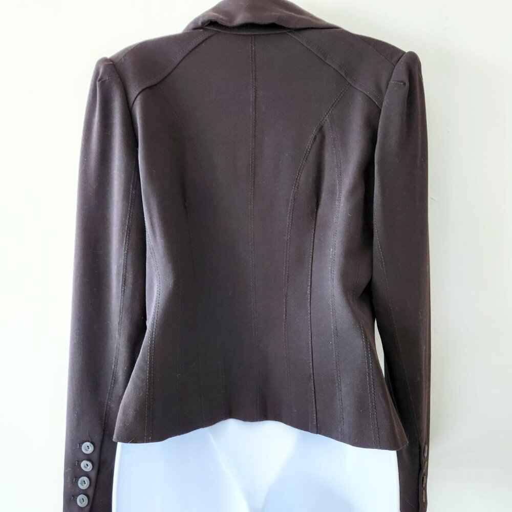 Structured Black Blazer With Triangle Stitch Deta… - image 2